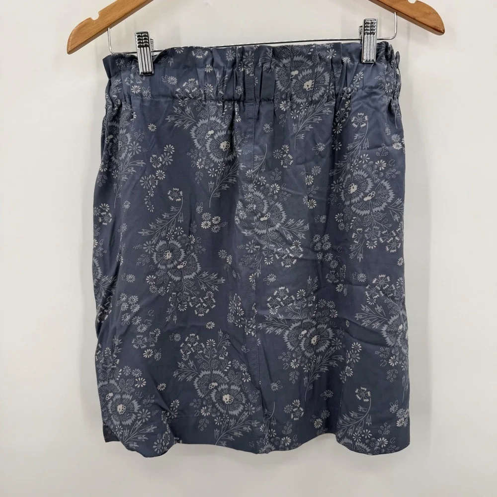 Madewell Paperbag Button‎ Front Mini Skirt Blue Floral Womens Size Medium NEW